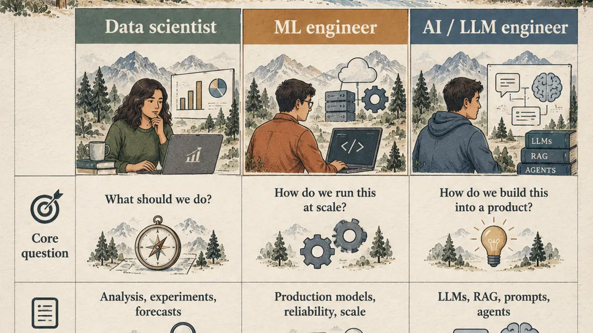 Three broad artificial intelligence career path families