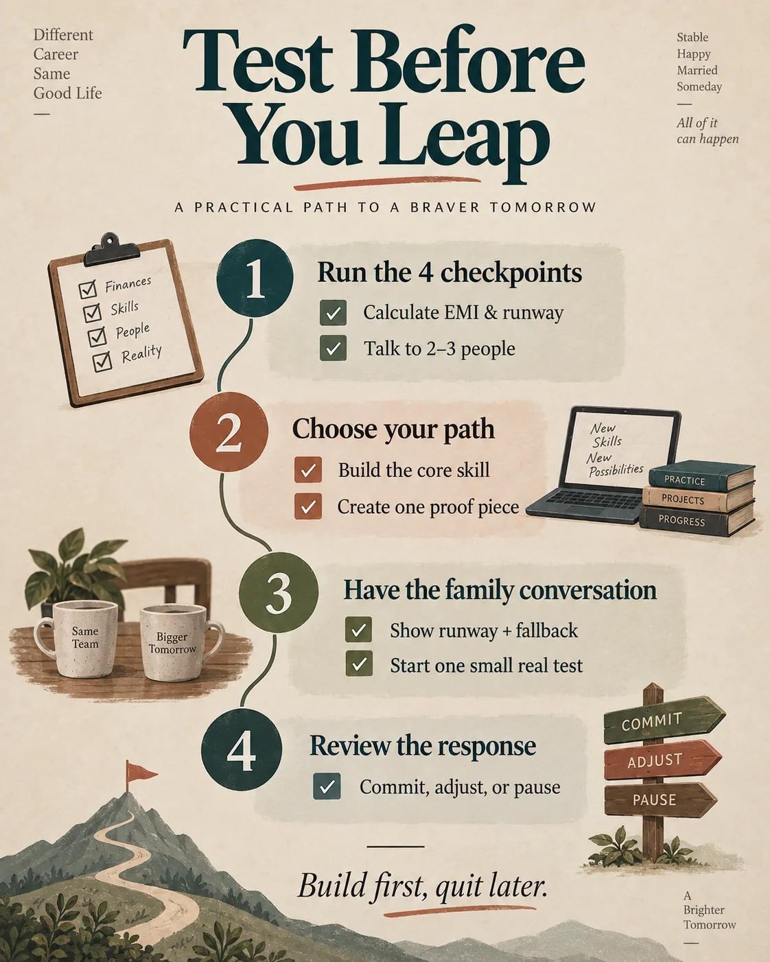 Four-step test-before-you-leap roadmap for changing careers at 30